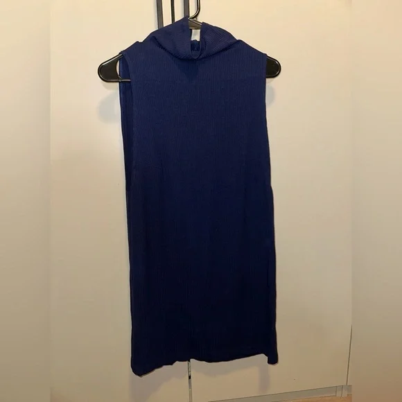 Reformation cali navy blue sleeveless turtle neck dress size Small - Picture 4 of 7